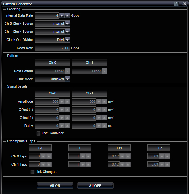 Pattern Generator Menu